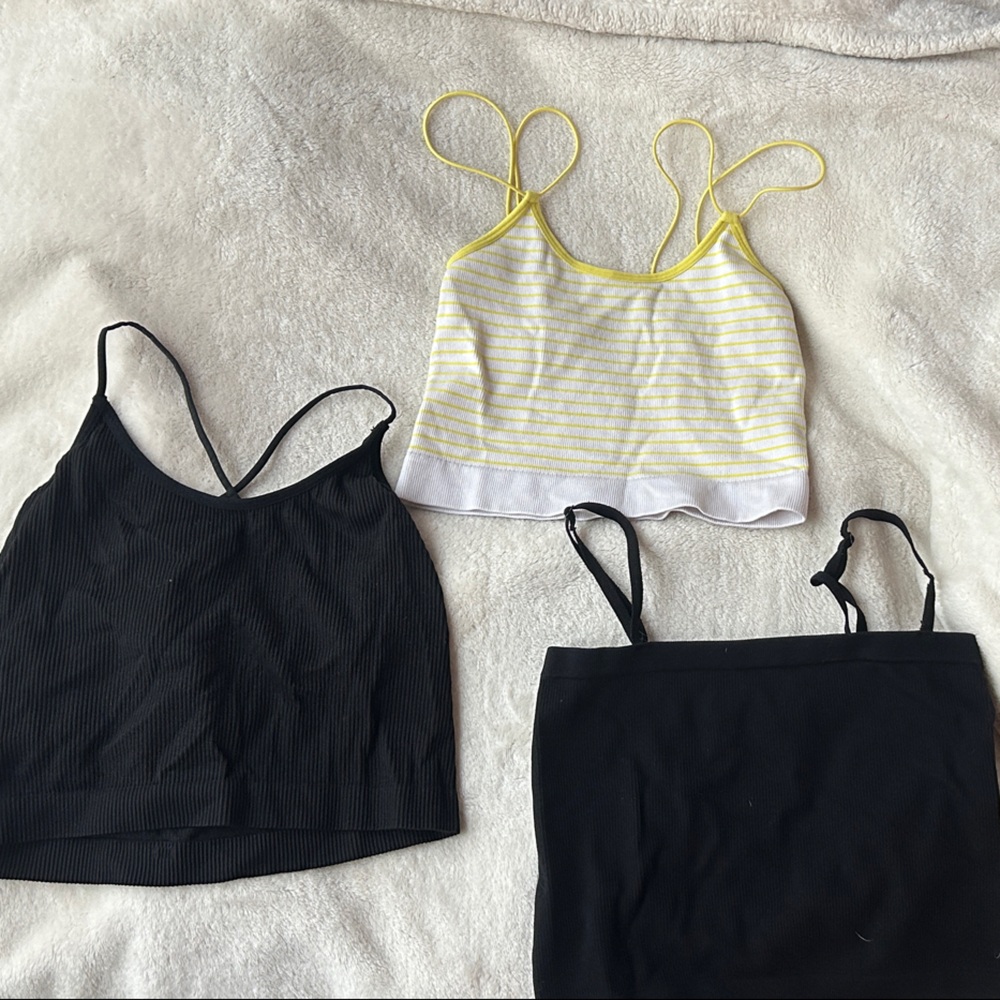 Stylish Black and Yellow Striped Bandeau Set